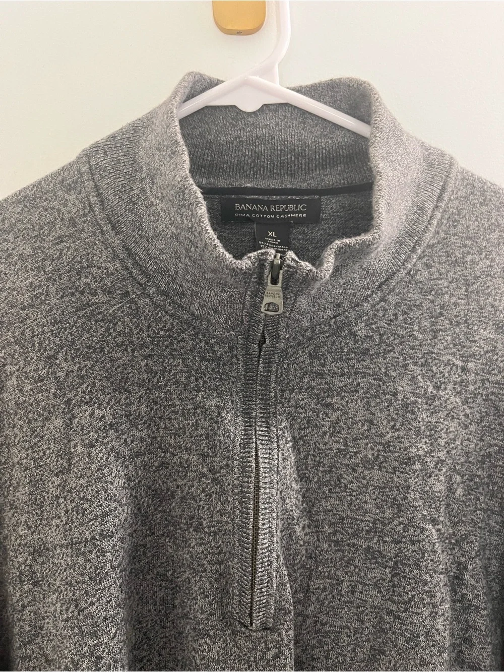 Banana Republic Men's Dark Gray Half-Zip Pima Cotton Cashmere Sweater